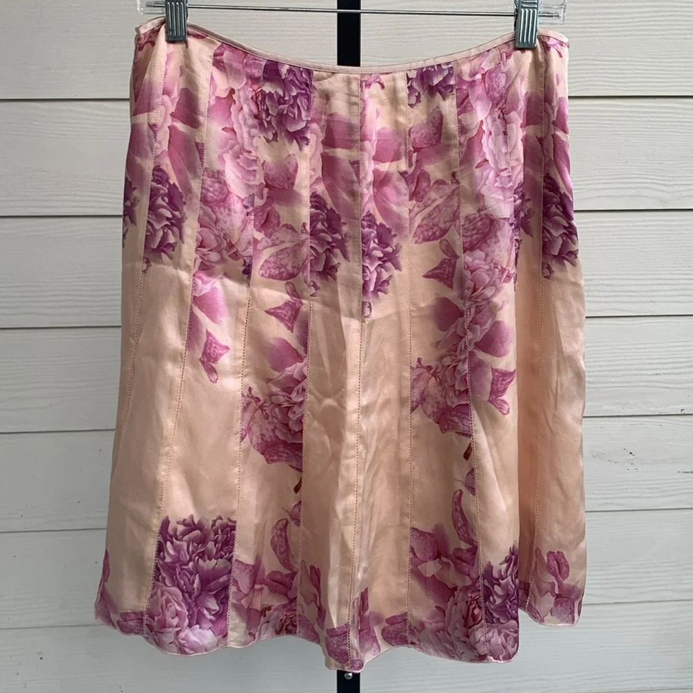 Y2K Ann Taylor vintage silk floral midi feminine fairy skirt 8P